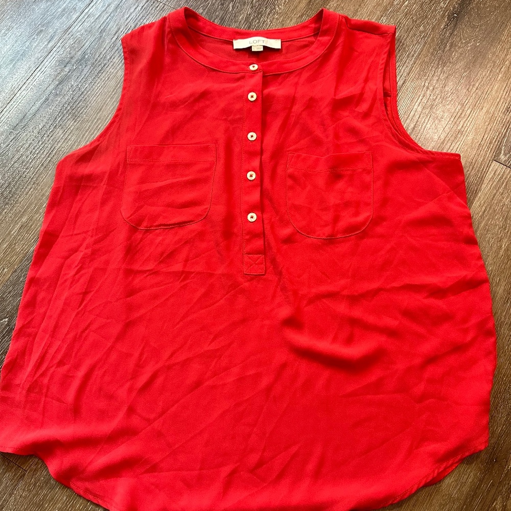 Loft Red-Orange Henley Shell